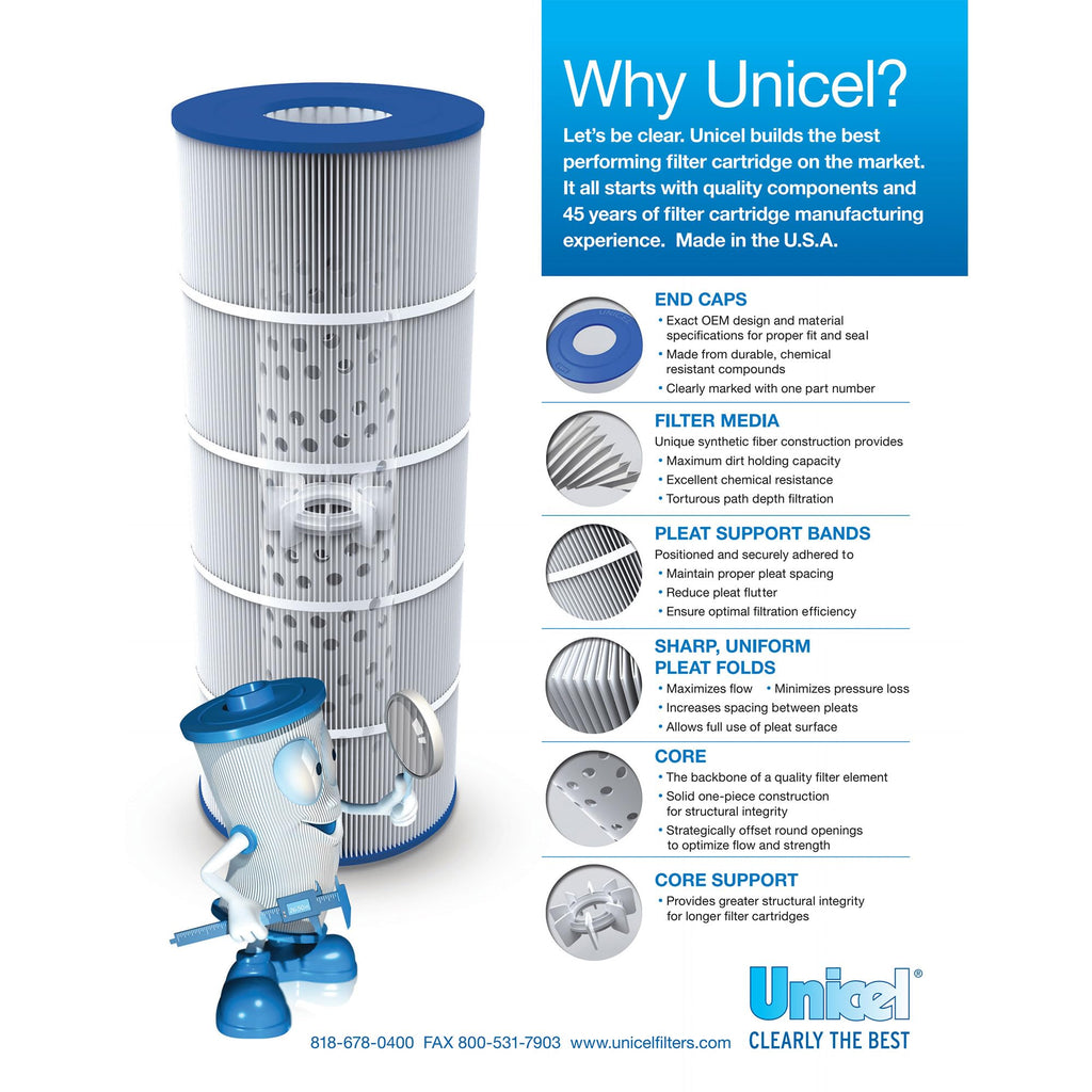 Unicel C-8412 Replacement Filter Cartridge for 120 Square Foot Hayward CX1200RE, Waterway Pro Clean 125, Waterway Clearwater II 125