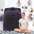 Portable Steam Sauna Spa with Remote Control, 9-Gear Temperature, 60 Minute Timer, Atomization Function, Personal Sauna Tent for Therapeutic Relaxation Detox at Home (31.5 x 31.5 x 40.6In, Purple)