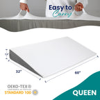 Under Mattress Wedge for Acid Reflux, Queen Size Bed Wedge, Under Support & Mattress Riser, Memory Foam Top 7.5-Inch Head Riser Incline Topper, Non-Slip Bottom & Side Storage Pockets
