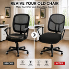 Water-Resistant Stretchable Desk Office Chair Seat Cushion Covers - Universal Spandex Computer Chair Slipcover - Removable Washable Cushion Protectors for Dogs, Cats, Black