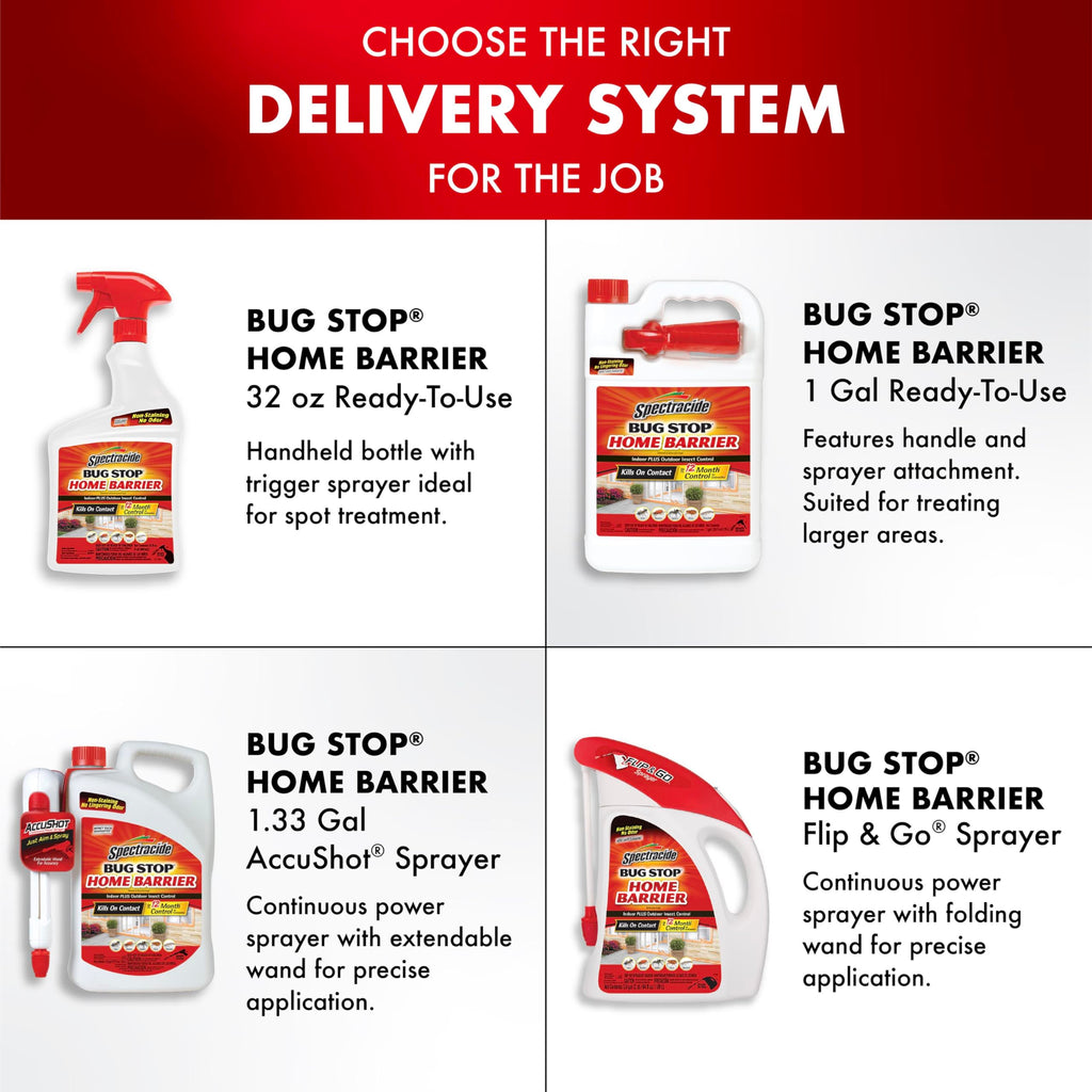 Spectracide Bug Stop Home Barrier2, 1.33 Gallons, AccuShot Refill Kills on Contact for Indoor Plus Outdoor Foundation Treatment Insect Control, Kills Ants, Roaches, Spiders, Fleas, Silverfish