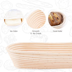 DOYOLLA 14.5inch Oval Bread Dough Proofing Rising Rattan Basket & Liner Combo for Professional & Home Baking (2 basket & 2 liner)