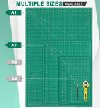 Density-upgraded 18" x 24" Self Healing Sewing Mat, Idemeet Rotary Sewing Mat for Crafts, 5-Ply Cut Board for Fabric Leather Cutting Quilting Modeling Hobby Project, Scale Size 18" x 24", Green