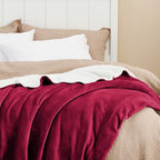 Bedsure Sherpa Fleece Blanket King Size for Bed - Thick and Warm Blanket for Winter, Christmas Blanket Gift, Red, 108x90 Inches