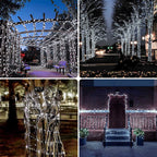 White 4-Pack 160FT 400 LED Solar String Lights, Solar Fairy Lights Outdoor Waterproof with 8 Modes, Solar Christmas Twinkle Lights for Christmas Decorations Tree Wedding Party Garden Patio(Cool White)