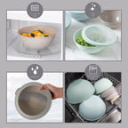 COOK WITH COLOR Mixing Bowls with Lids - 12 Piece Plastic Nesting Bowls Set includes 6 Prep Bowls and 6 Lids, Rhombus Design - Microwave Safe (Mint)