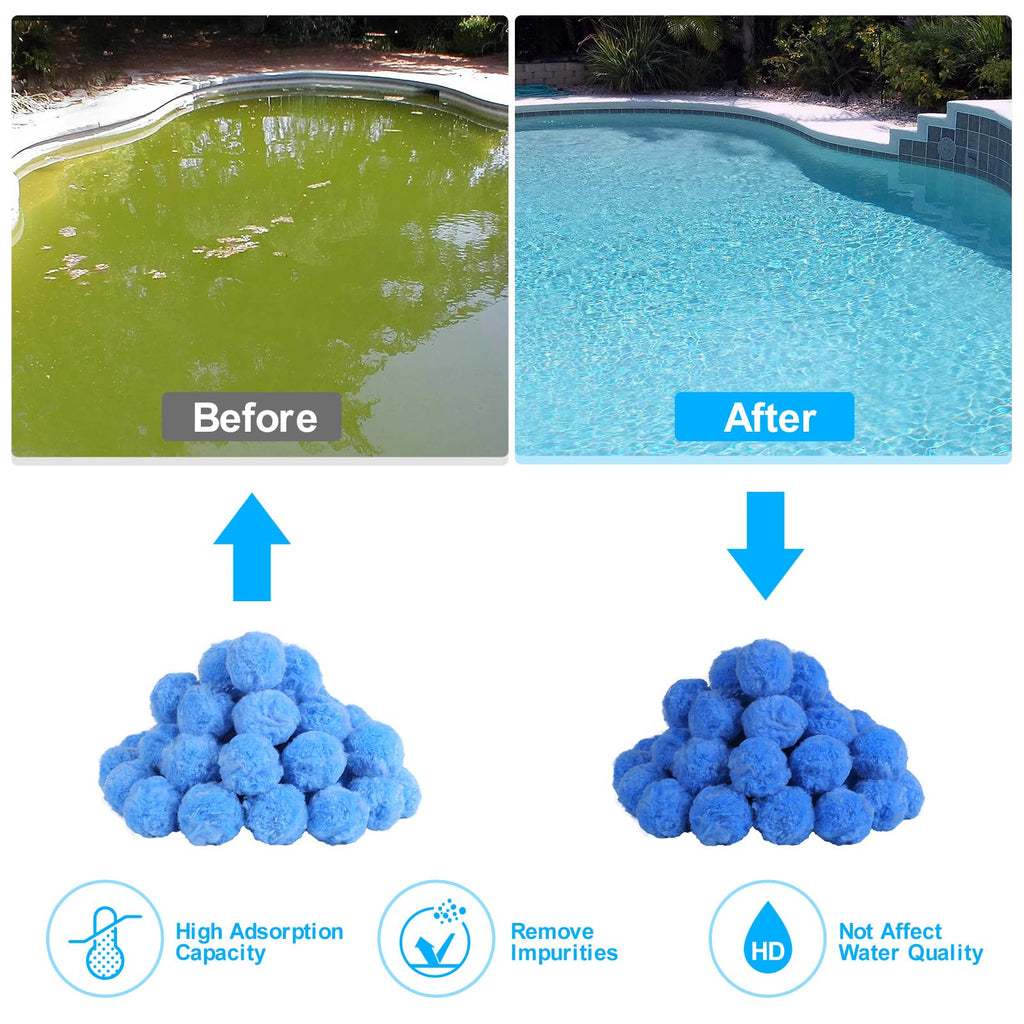 Askyli 2.9 lbs Pool Filter Balls for Sand Filter, Reusable Pool Sand Filter Balls, Efficient Pool Filter Sand, Suitable for All Sand Filter System (Equals 100lbs Pool Filter Sand) - Light Blue