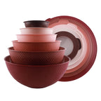 COOK WITH COLOR Mixing Bowls with Lids - 12 Piece Plastic Nesting Bowls Set includes 6 Prep Bowls and 6 Lids, Rhombus Design - Microwave Safe (Rose)