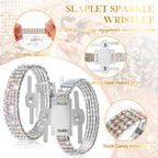 Relaxgiant 6 Pieces Corsage Wristlet Bracelets Rhinestone Stretch Corsage Band Floral Slaplets Wedding Bracelets DIY Wrist Accessories Iridescent Silver Bridesmaid Bridal Shower Prom