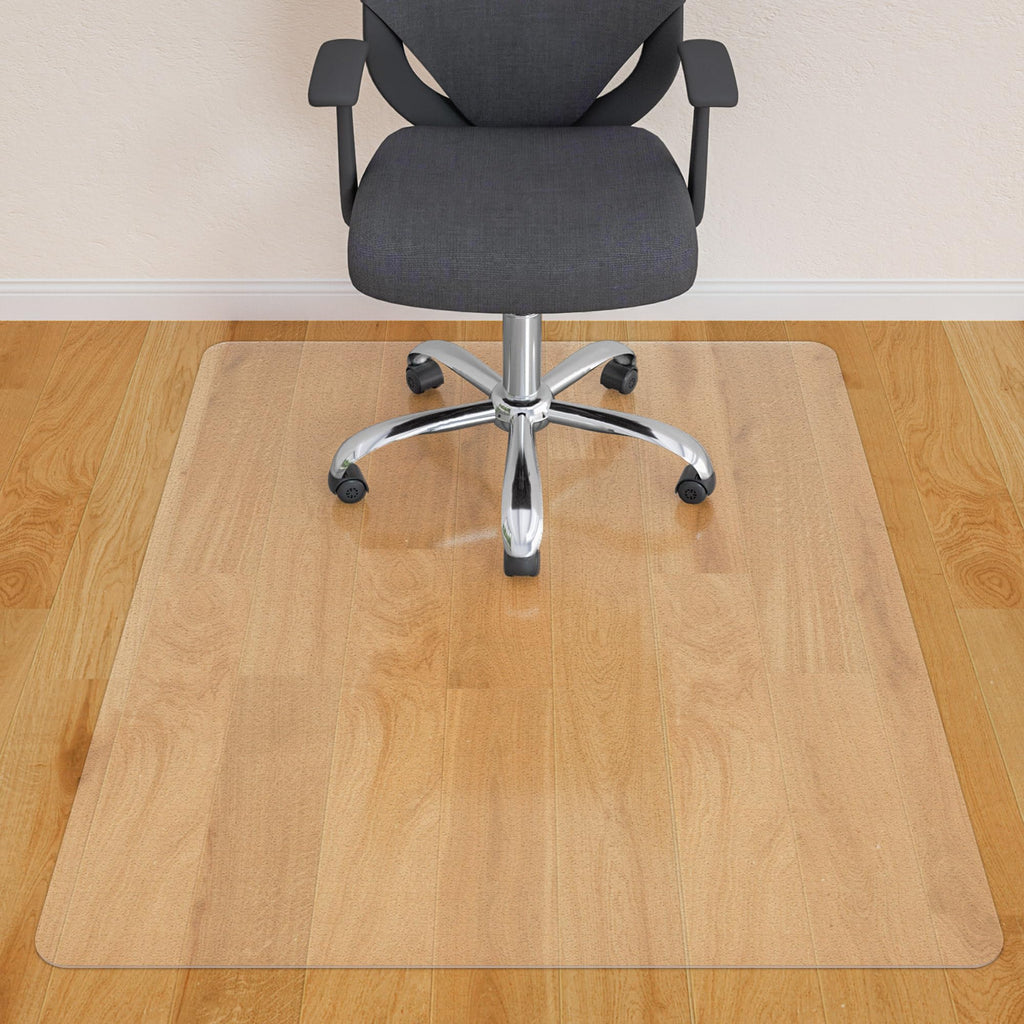 HOMEK Office Chair Mat for Hardwood Floor- 46" x 60" Clear Desk Computer Chair Mat for Hard Wood/Tile Floors, Easy Glide Plastic Mat for Under Office Chairs on Hardwood for Work & Home