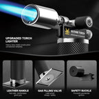 RAVS Butane Torch Lighter, Refillable Butane Kitchen Torch with Safety Lock and Adjustable Flame, Creme Brulee Torch for Baking, BBQ, Blow Torch for Cooking, Black, Butane Gas Not Included