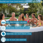 Inflatable Hot Tub Cover Round, Fits Saluspa Coleman Intex Cover, Thermal Insulated & Energy-Saving Weatherproof Protector, Unique Design Flexible Adjust Pool Cover Size Replacement-Life Time Support