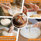 Dimpola Banneton Bread Proofing Basket Banneton Basket Set Sourdough Proofing Basket Round Proofing Bowls Handmade Rattan Baskets and Liners (Oval of 2 Gift Set)