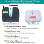 Tailbone Pain Relief Office Chair Cushion 10-Inch Extended U-Cutout,Large-18"x16"x3",Coccyx,Sciatica Pain Relief Memory Foam Wheelchair Car Seat Cushion,But Pillow Pad for Pressure Relief, Blue Grey