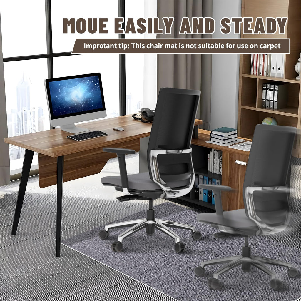 Riveroy Office Chair Mat - for Hardwood Floors, Large Non-Slip Easy-Clean Floor Protection Blanket (Grey, “48 x 36in”).