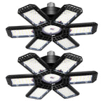 AUDLES 2 Pack Garage Lights, 200W 20000LM 6500K LED Shop Lights, Garage Light Ceiling Led with 6+1 Deformable Panels, Screw in E26/E27 Socket Bulb for Warehouse, Workshop, Basement, Barn Lighting