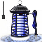 Bug Zapper Outdoor/Indoor,Mosquito Zapper 4200V High Powered Waterproof Electronic Mosquito Killer,15W UVA Mosquito Lamp Bulb,Fly Traps Patio Insects Killer (Black and White) (Dark Black)