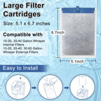10 Pack Filter Cartridge for Tetra Whisper Bio-Bag Filters, Large Replacement Filter Cartridges for Aquariums Compatible with Tetra Whisper Filters 20i,40i/IQ20,30,45,60/PF20,30,40,60 and ReptoFilter