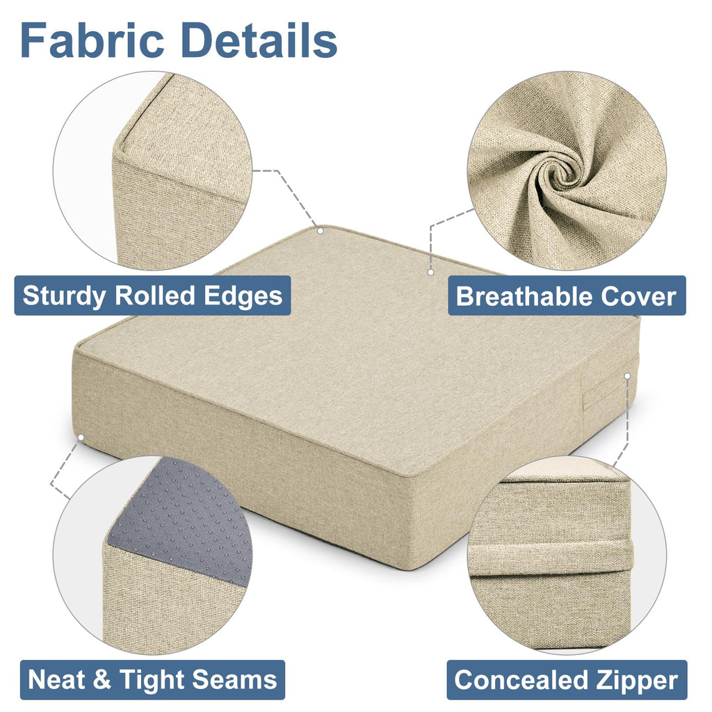 Shinnwa Gel Memory Foam Recliner Cushion for Elderly, Extra Large Seat Cushion, Dual-Layer Foam Chair Pad for Couch, Armchair, Wicker Chairs, Floor, 18 × 18 × 4in, Beige