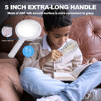 30X Charge Magnifying Glass with Light, NUEYiO 4.33Inch Large Handheld Magnifying Glass 20 Daylight LEDs, Third Gear Dimming Lighted Magnifier for Seniors Reading Inspection Coin Collection Jewelry