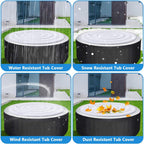 Tlswshsy 4.5 Ft Inflatable Hot Tub Cover- Energy Saving Lid for Round Hot Tub- Foldable Protective Rain Overflow Cover for Outdoor Inflatable Hot Tubs