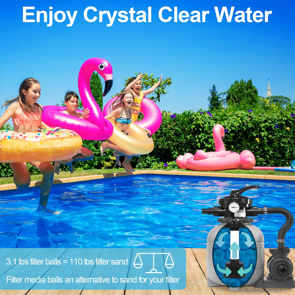 WLLEYAY 3.1 lbs Pool Filter Balls, New Upgrade Efficient Swimming Pool Filter Sand Alternative, Reusable Eco-Friendly Blue Filter Media Balls, Replace 110 lbs Filter Sand, Lasts for Several Seasons
