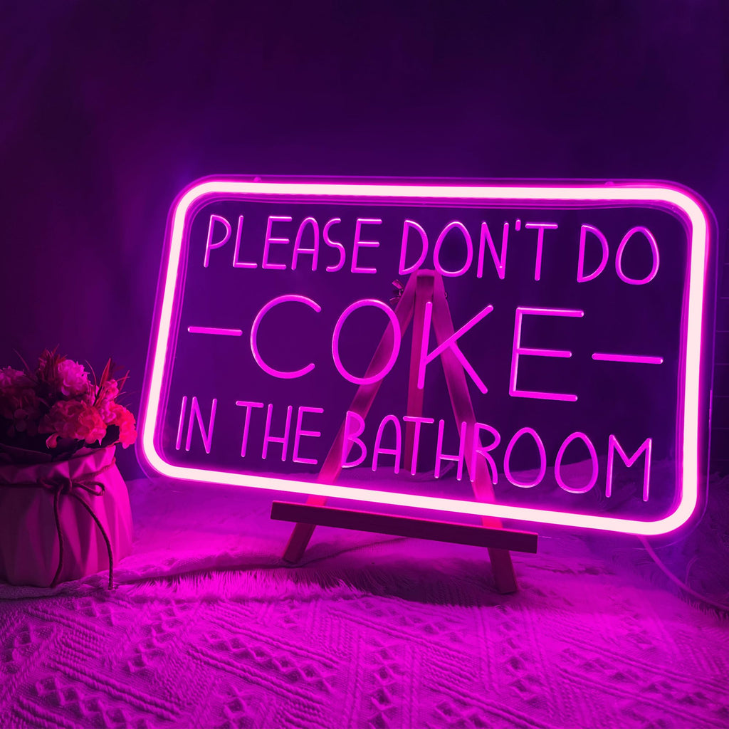 Please Don't Do Coke in The Bathroom Neon Sign for Wall Decor,USB Powered LED Neon Light with Adjustable Brightness,Light Up Sign for Party Decor,Bathroom,Christmas Gifts
