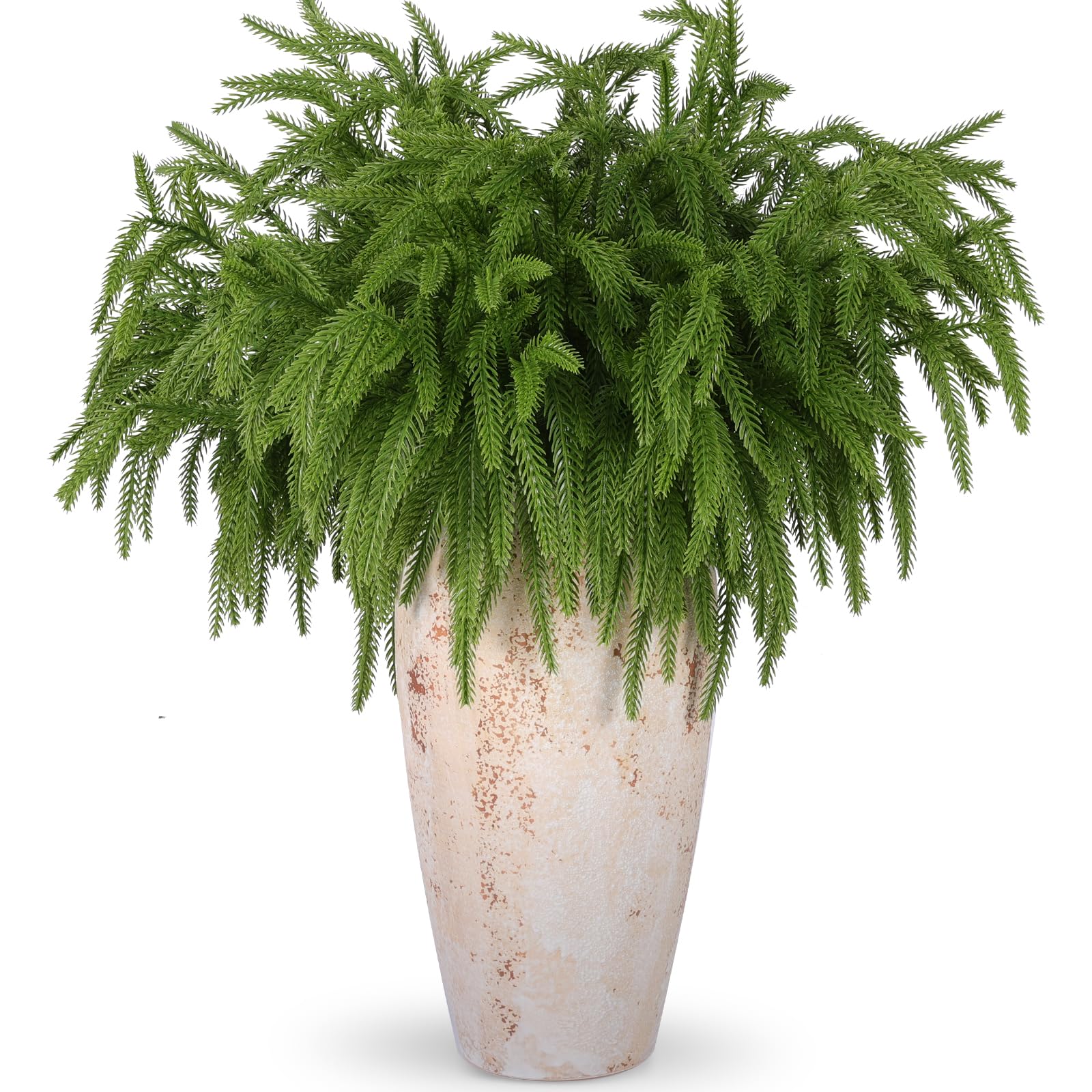 Rowfad 12 Pcs Artificial Norfolk Pine Branches, Norfolk Pine Artificial Pine Stems DIY Crafts Faux Christmas Greenary Norfolk Pine Branches for Xmas Wreath Garland Home Decor (12)
