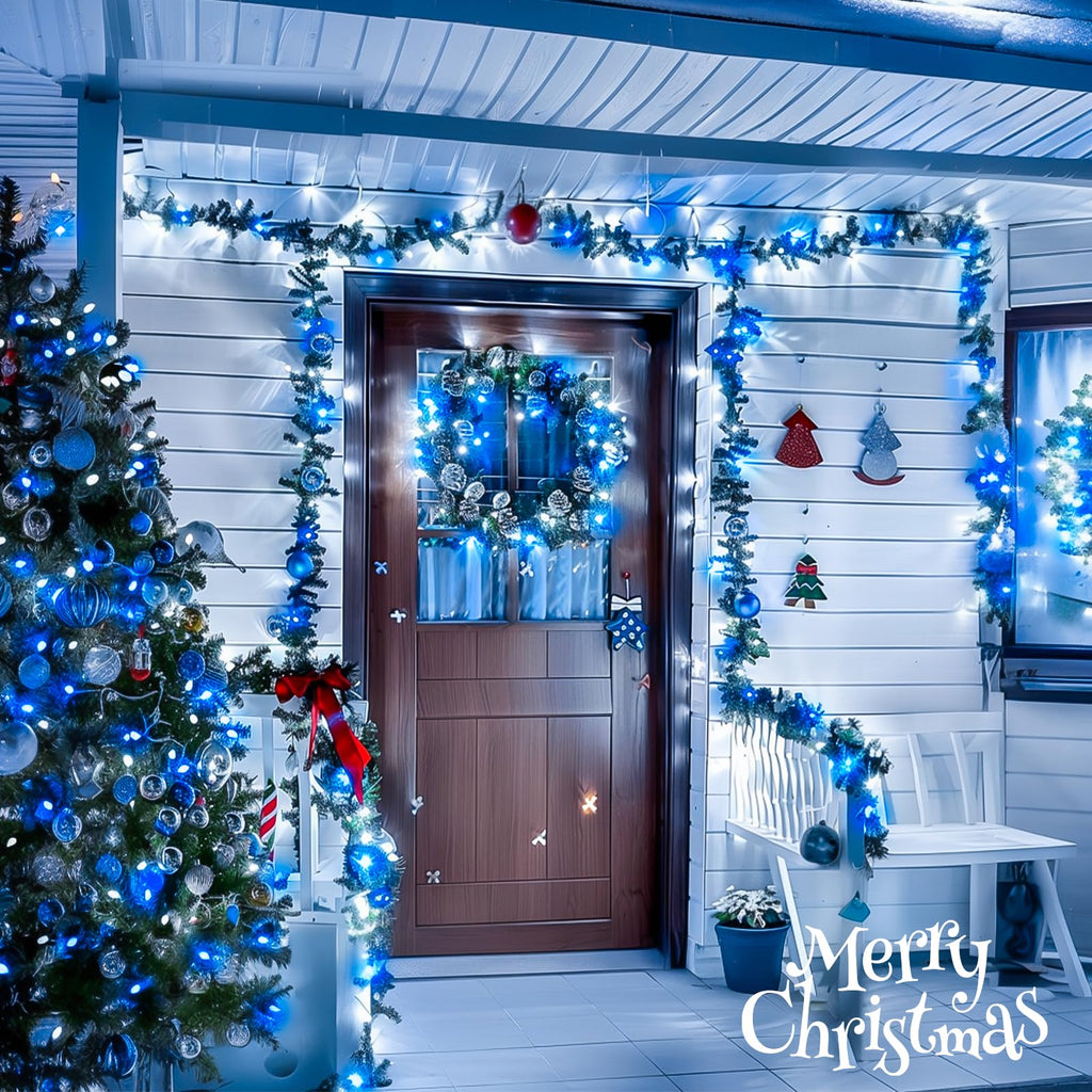 JMEXSUSS Blue and White String Lights Outdoor Indoor, 200 LED Christmas String Lights Clear Wire, 66ft Christmas Lights Plug in for Bedroom Tree Room Party Decorations