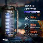 Solar Bug Zapper Outdoor and Indoor, Rechargeable Insect Trap, Cordless Waterproof Mosquito Zapper, Patio and Camping Essentials