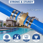 2" x 50 ft Backwash Hose for Swimming Pools, Heavy Duty PVC Lay Flat Water Discharge Hose,Durable Pool Drain Hose with Aluminum Pin Lug Fittings for Pump And Filters