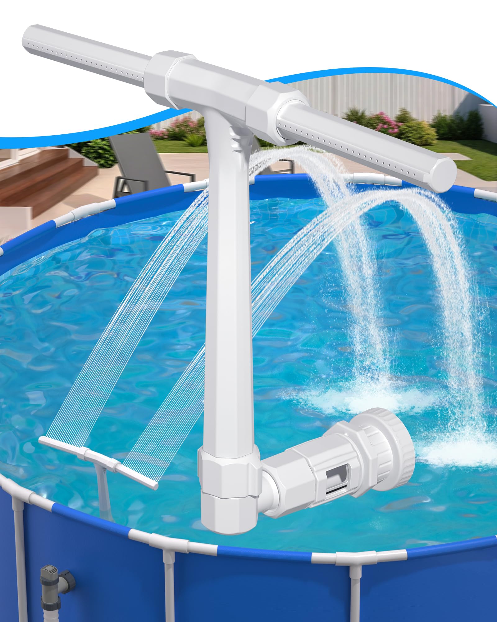 POOLHOUR 2026 Height Upgrade Pool Fountain - Dual Spray High-Pressure Adjustable Waterfall Sprinkler Cooler for Above-Ground & Inground, 360° Cooling Jet & Relaxation Features,White