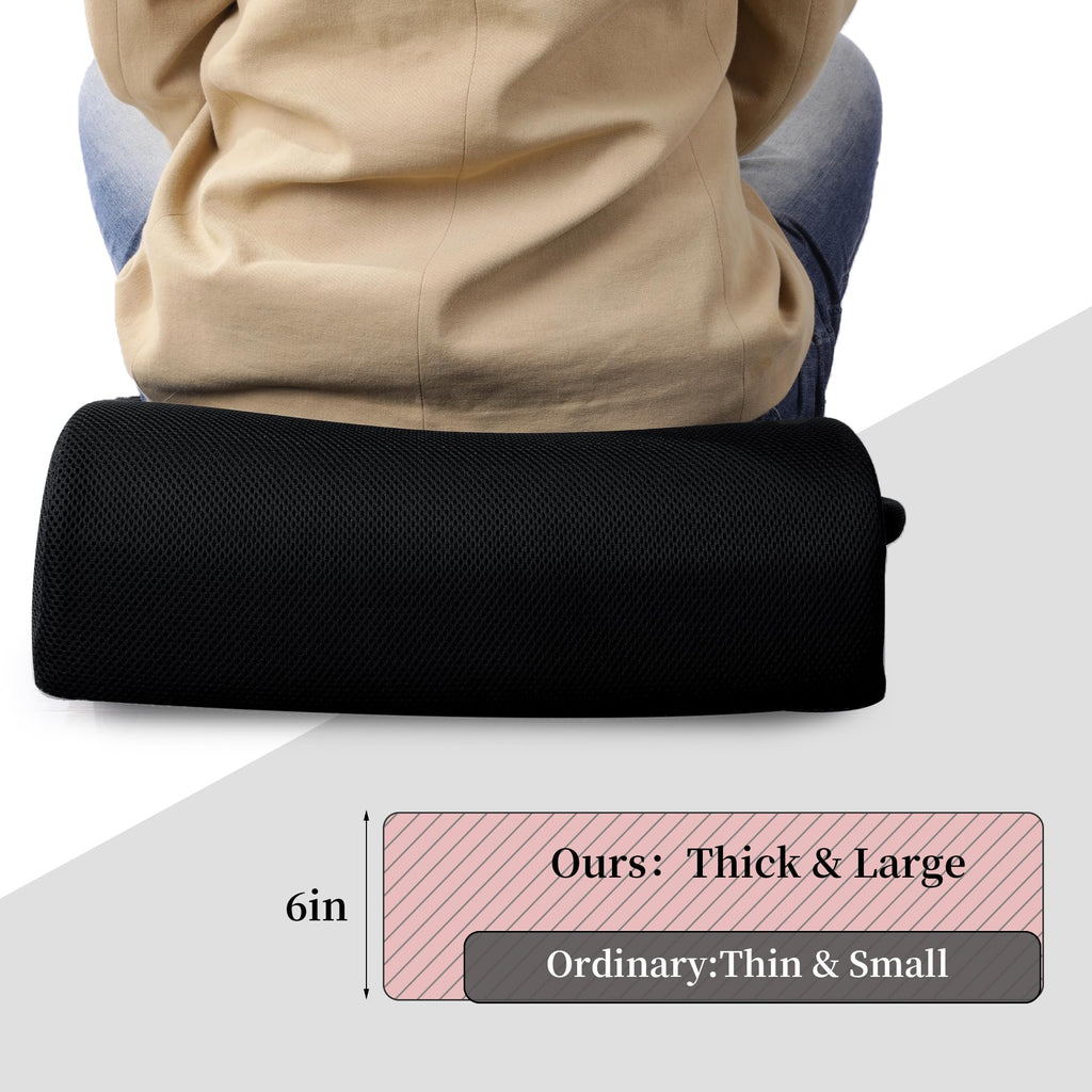 MABOZOO Extra Thick Chair Cushions,Office Chair Booster Seat Cushion to Raise Seat Height for Pain Relief,18 x 16 x 6 inch Non Slip Memory Foam Thick Cushion with Carry Handle（Black）