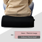 MABOZOO Extra Thick Chair Cushions,Office Chair Booster Seat Cushion to Raise Seat Height for Pain Relief,18 x 16 x 6 inch Non Slip Memory Foam Thick Cushion with Carry Handle（Black）