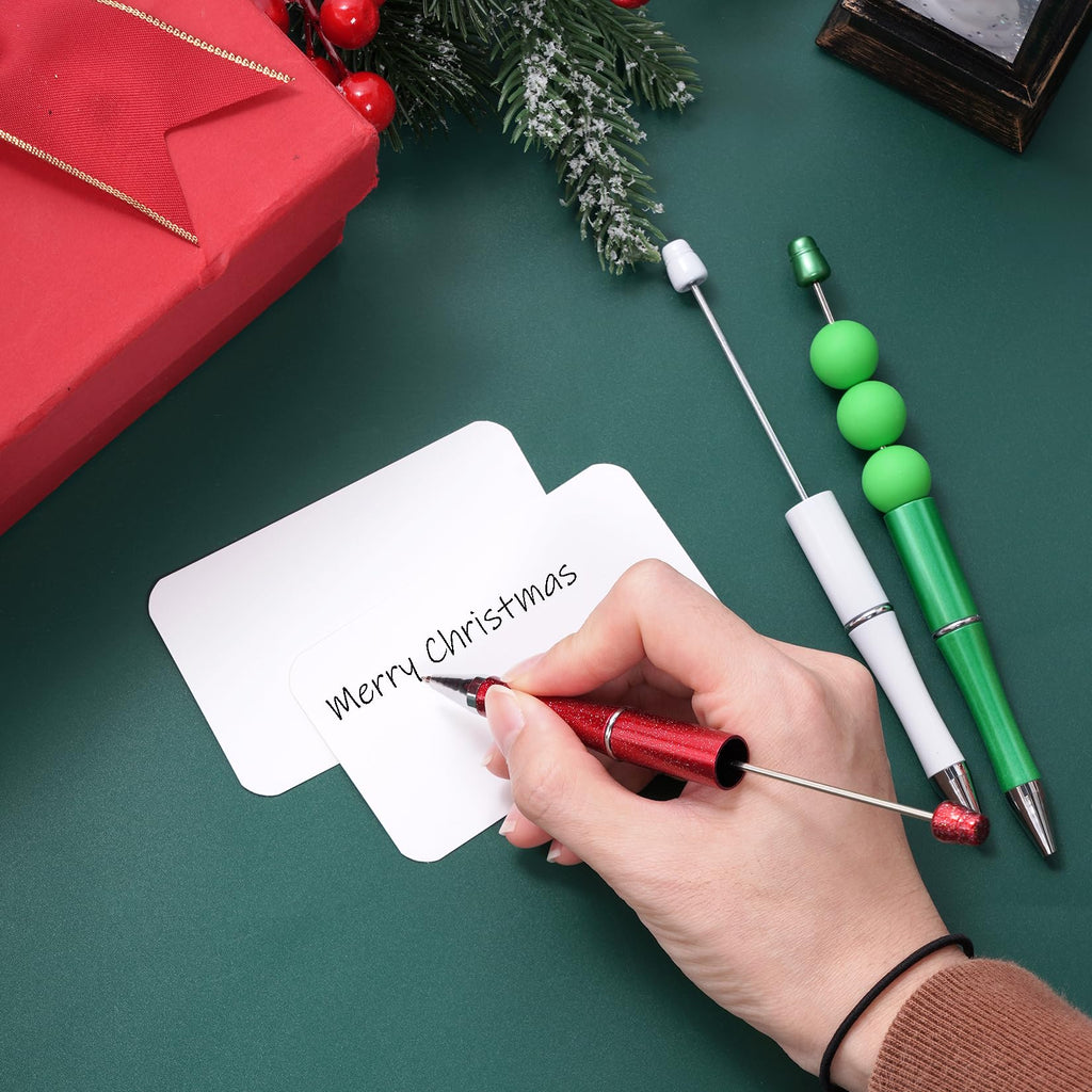 jiebor 30Pcs Christmas Beadable Pens Plastic Bead Pen Black Ink Ballpoint Pens DIY Pens Cute Cool Pens for Christmas Students Teacher Gift Office Supplies