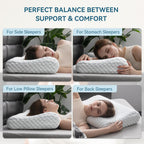Neck Pillow Memory Foam Contour Pillow for Pain Relief Cervical Pillow for Sleeping, Orthopedic for Neck and Shoulder Pain, Ergonomic Pillow for Side Back Stomach Sleeper-Firm