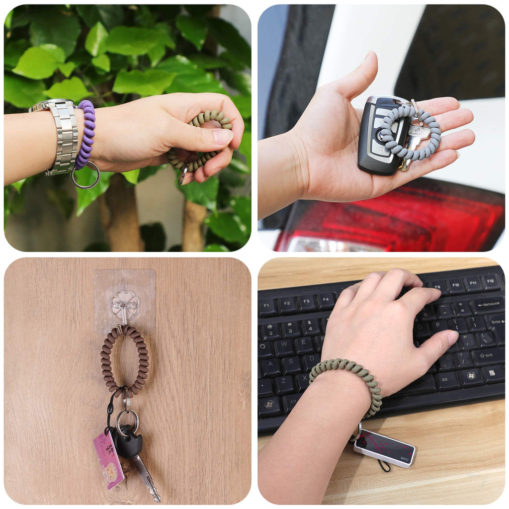 6PCS Stretchable Wristband Wristlet Keychain Wrist Key Chain Wristlet,Spring Flexible Spiral Wrist Coil Wrist Key Holder Key Ring for Sauna Gym Pool ID Badge and Outdoor Sports