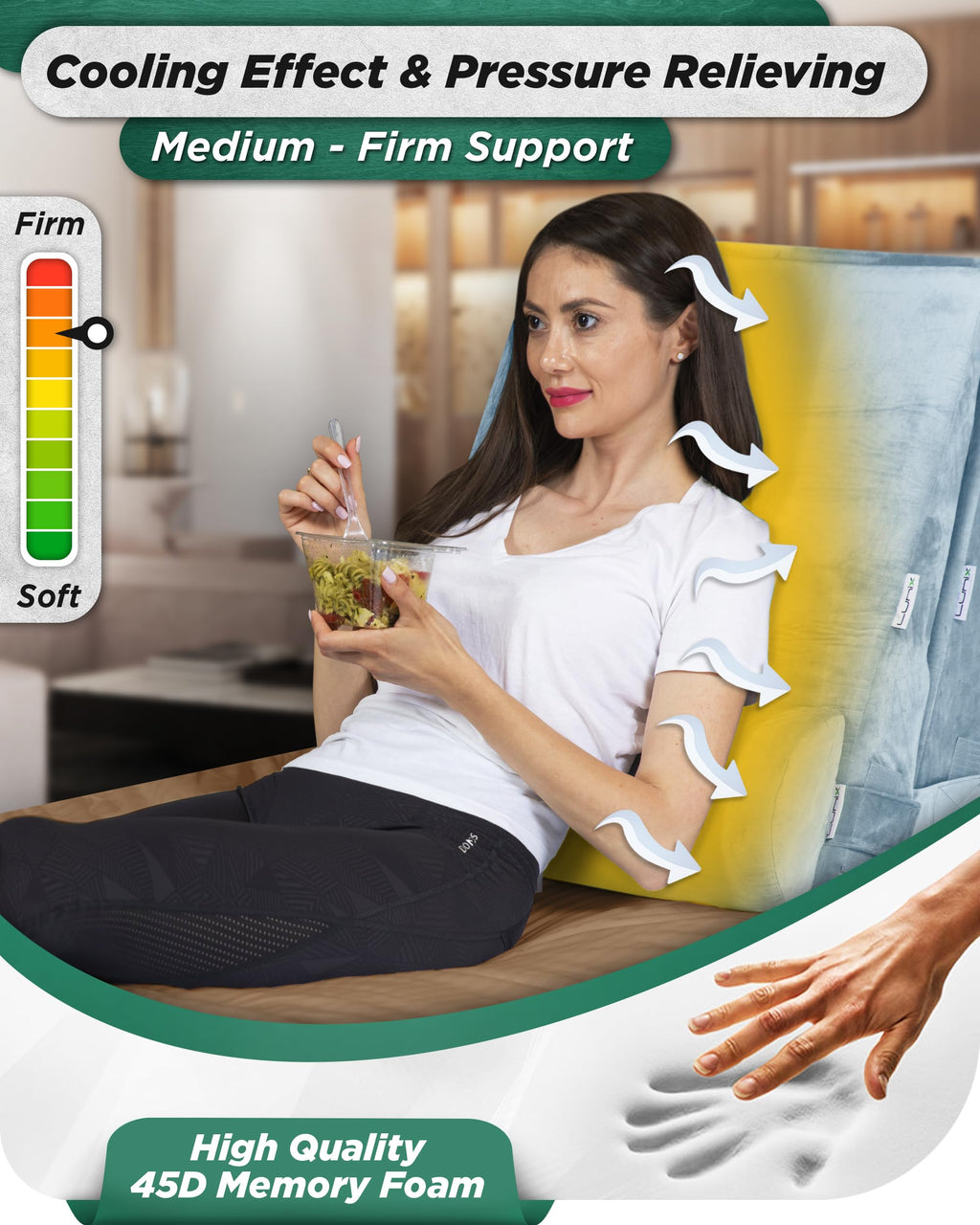 Lunix 4pcs Orthopedic Bed Wedge Pillow Set, Post Surgery Memory Foam for Back, Leg, and Knee Pain Relief, Adjustable Sitting Pillow for Sleeping, Acid Reflux, and GERD, with Hot Cold Pack, Gray