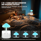Rain Cloud Humidifier Water Drip with 5 Essential Oils, Cloud Diffuser with 7 Changing Colors Night Lights, Mushroom Humidifier Desk Bedside Water Drop Sound, White