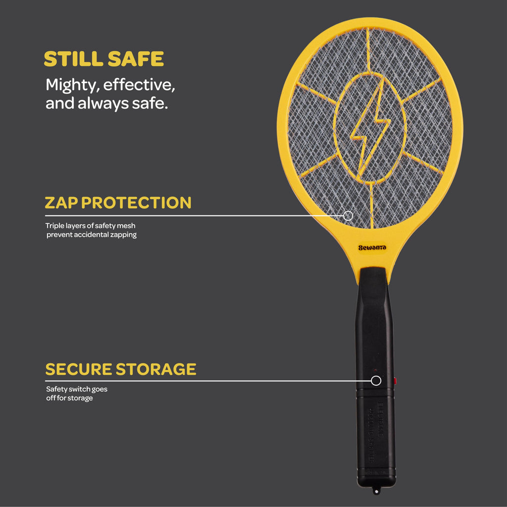 Electric Fly Swatter [Set of 2] Handheld Bug Zapper Racket for Indoor/Outdoor - Powerfull 1500 Volt Instant Flies/Bug & Mosquito - Portable Fly Zapper Battery Operated (AA batteries not included)