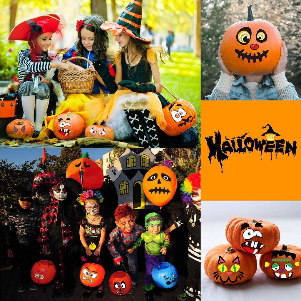 Halloween Pumpkin Stickers, Jake-O Lamp Surface Pumpkins Decorating Kit for Pumpkins and Squash, 60 Cute Emoticon Craft Party Favor, Creative Games Gifts for Halloween Party Supplies