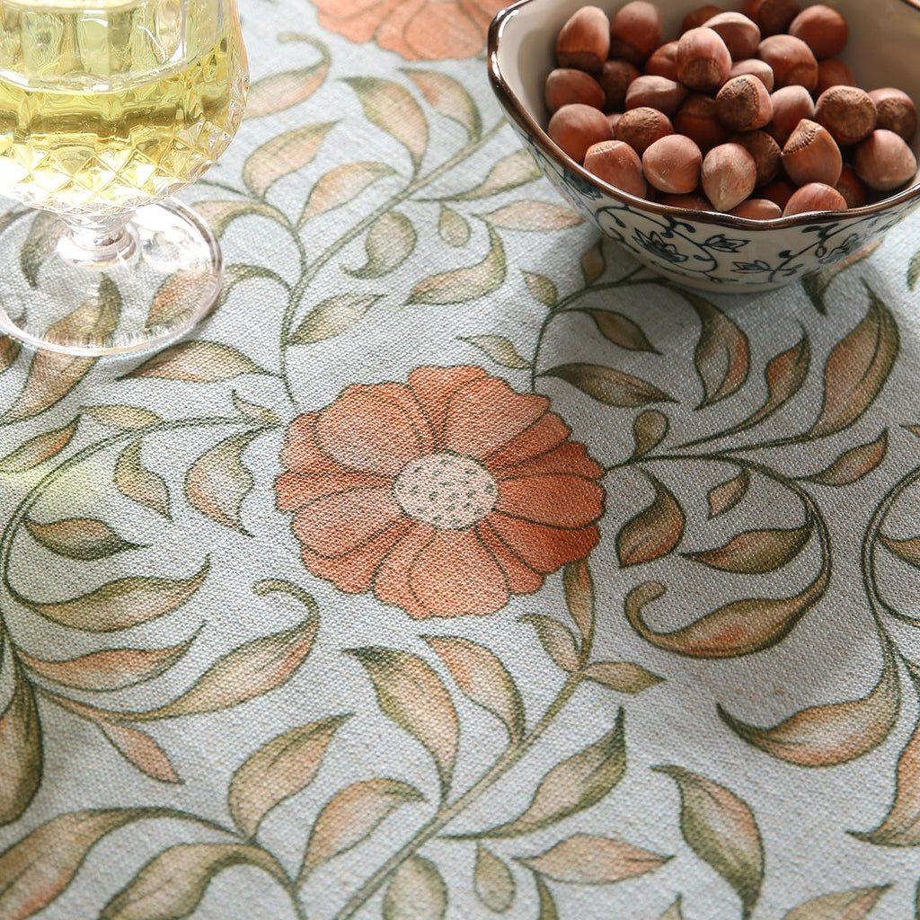 patdrea Designer French Linen Table Cloth for Round Tables,Floral Provencal Rustic Decor Tablecloths,Wrinkle Free Decorative Table Cover for Kitchen Dining Thanksgiving Christmas, Diameter 67"