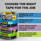 ScotchBlue PROSharp Painter's Tape 1 Inch Wide (0.94 in x 60 yd) 3 Rolls Blue Tape Protects Surfaces and Removes Easily, Edge-Lock Tape for Indoor and Outdoor Use (2093+-24AC3)