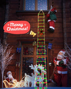 Toodour LED Christmas Light - 10ft Christmas Decorative Ladder Lights with Santa Claus, Christmas Decorations Lights for Indoor Outdoor, Window, Garden, Home, Wall, Xmas Tree Decor - Red & Green
