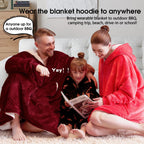 JOYWOO Wine Red Wearable Blanket Hoodie, Christmas Birthday Gifts for Mom Women Men, Oversized Hooded Blanket for Adult, Cozy Fuzzy Sherpa Sweatshirt Blanket with Giant Pocket and Zipper