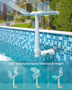 POOLHOUR 2026 Height Upgrade Pool Fountain - Dual Spray High-Pressure Adjustable Waterfall Sprinkler Cooler for Above-Ground & Inground, 360° Cooling Jet & Relaxation Features,White