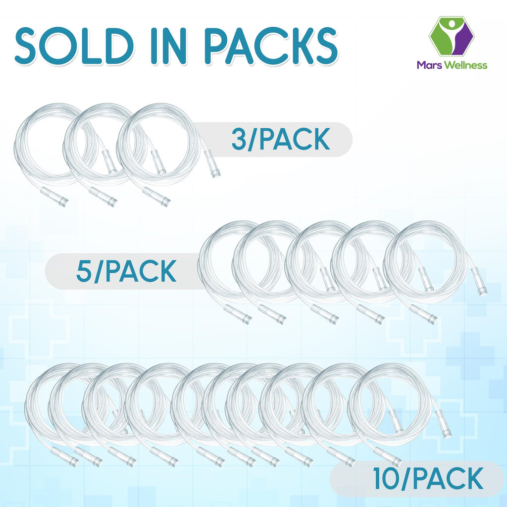 Mars Wellness Oxygen Tubing - Premium Clear Crush Resistant Oxygen Tubes - 7 Foot - 10 Tubes