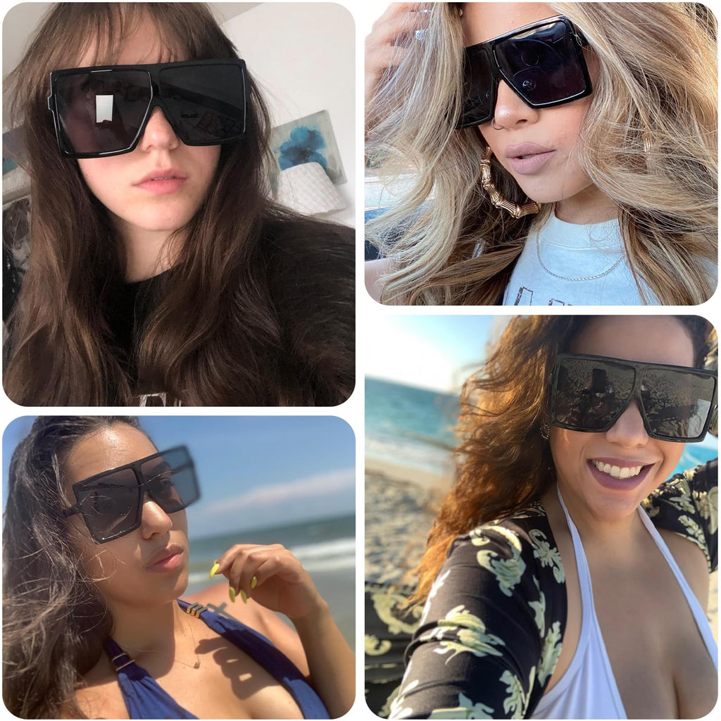Square Oversized Sunglasses for Women Men Flat Top Fashion Shades