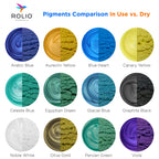 Rolio Mica Powder Pearlescent Color Pigment - Art Set for Resin Epoxy - for Soap Making, Nail Polish Set, Lip Gloss Set, Eye Shadow, Bath Bomb, Slime & Candle Jars - 10g, 12 Jars - Summer Mountains