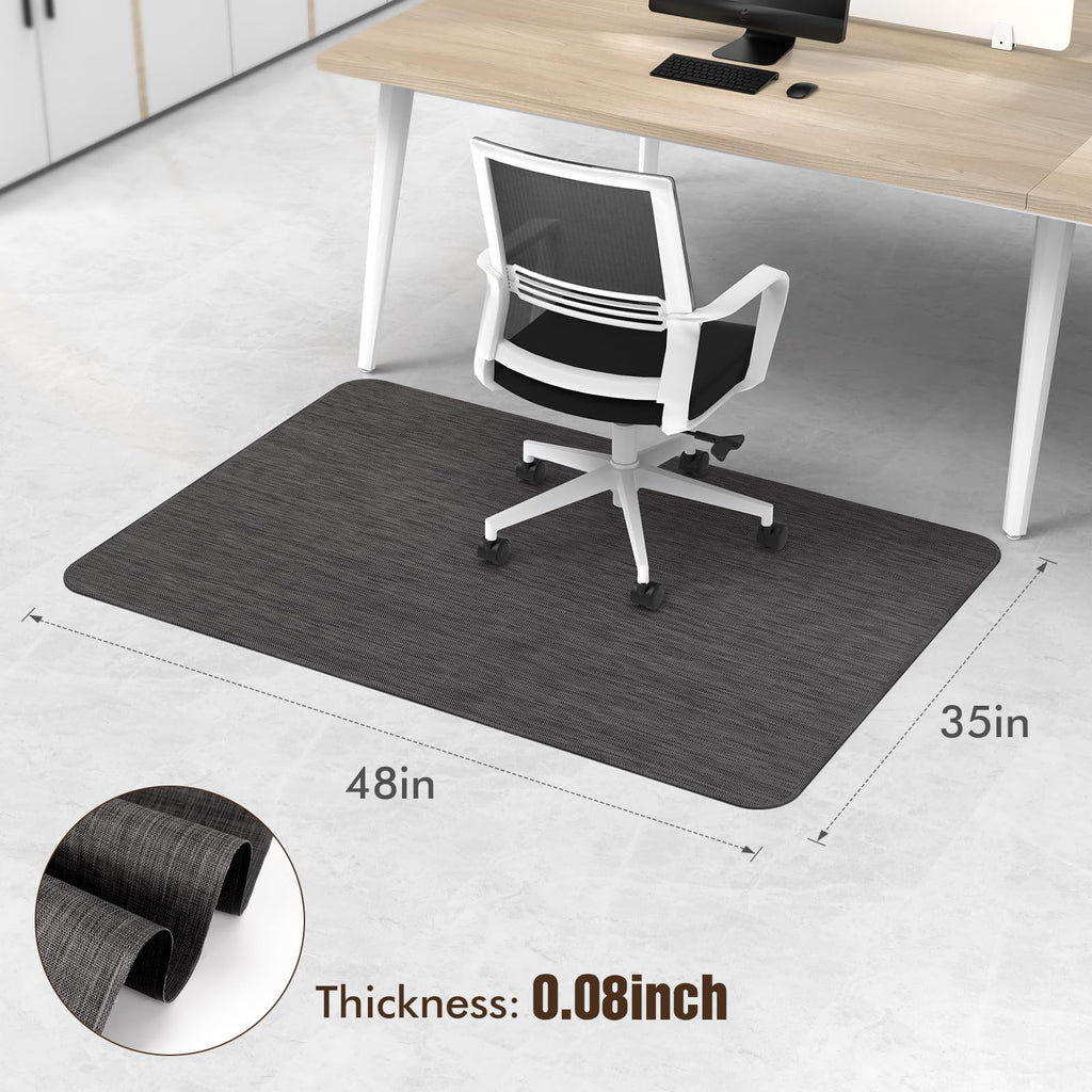 Blvornl Office Chair Mat for Hardwood Floor and Low Pile Carpet, 35"x 48" Desk Chair Mat for Hard Wood, Anti-Slip Hard Floor Protector Rolling Chair Mats, PVC Mat Desk Rug for Home, Black